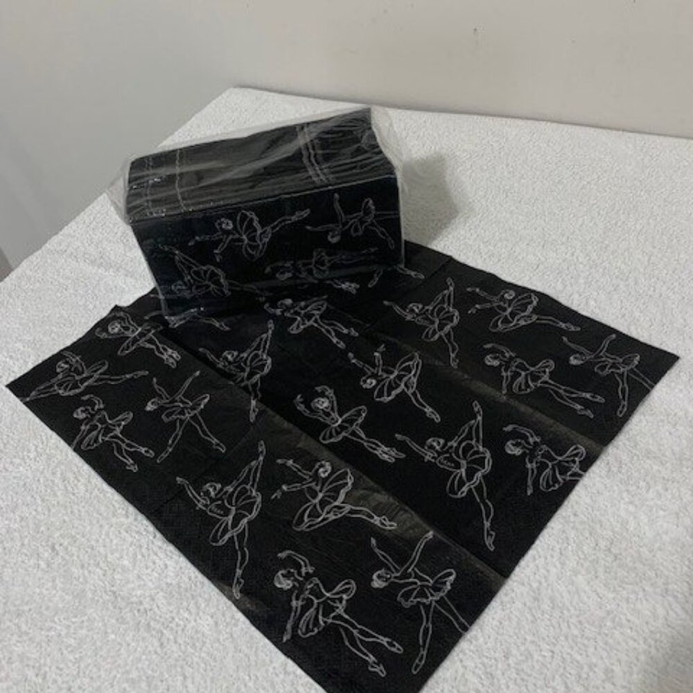 Decorative Black Paper Dinner Napkins Balet Style 15.7"x 13" Pack of 100